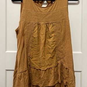 Women's Mustard Sleeveless Boho Style Tank Top